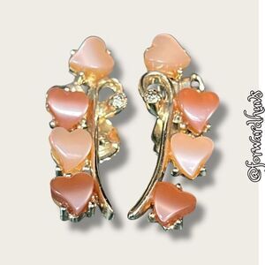 1950's Moonglow Lucite Thermoset Gold Tone Clip-On Earrings
